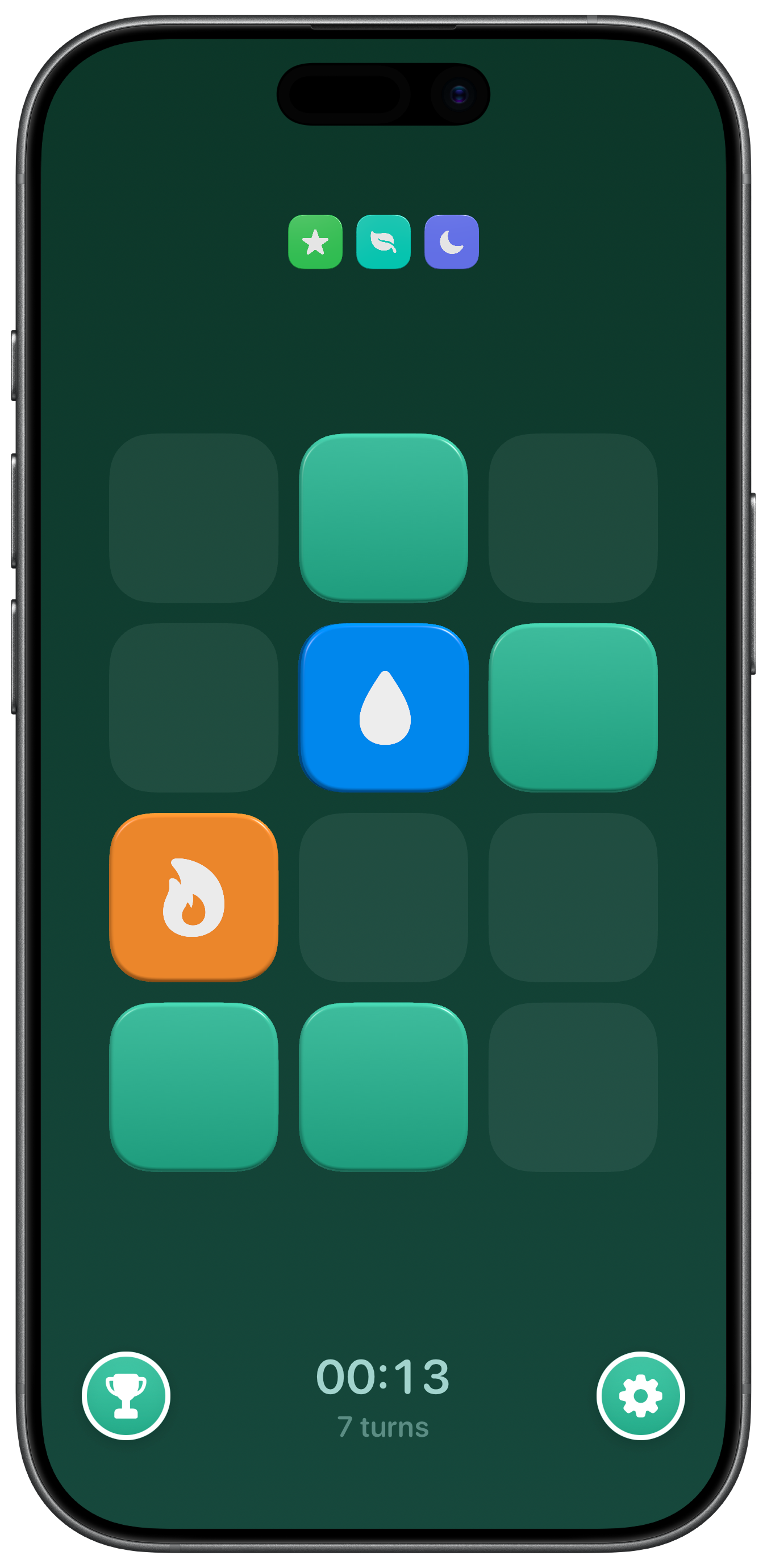 Flipit on iPhone—nature and symbol card themes